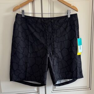 Fair Harbor Swim Trunks Black Pebbles Ozone AOP Graphic Liner Mens XL Pockets